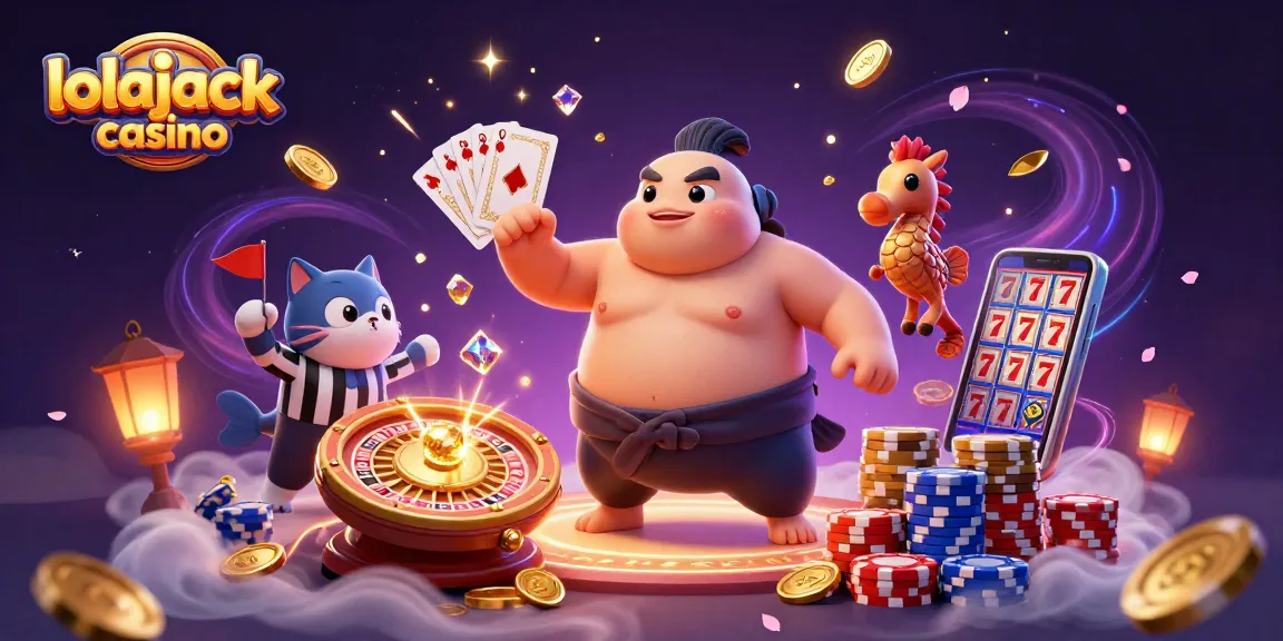 Experience the excitement at lolajack casino with a vibrant underwater scene featuring a fugu, wise catfish referee, and game elements.