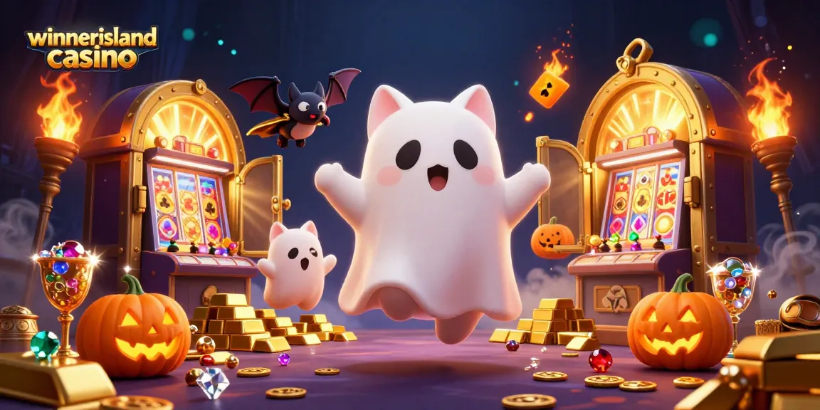Engage with exciting games at winnerislandcasino where a ghost cat meets luck in a vibrant casino scene.