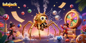 Experience thrilling moments at lolajack with a steampunk casino scene filled with vibrant game elements.